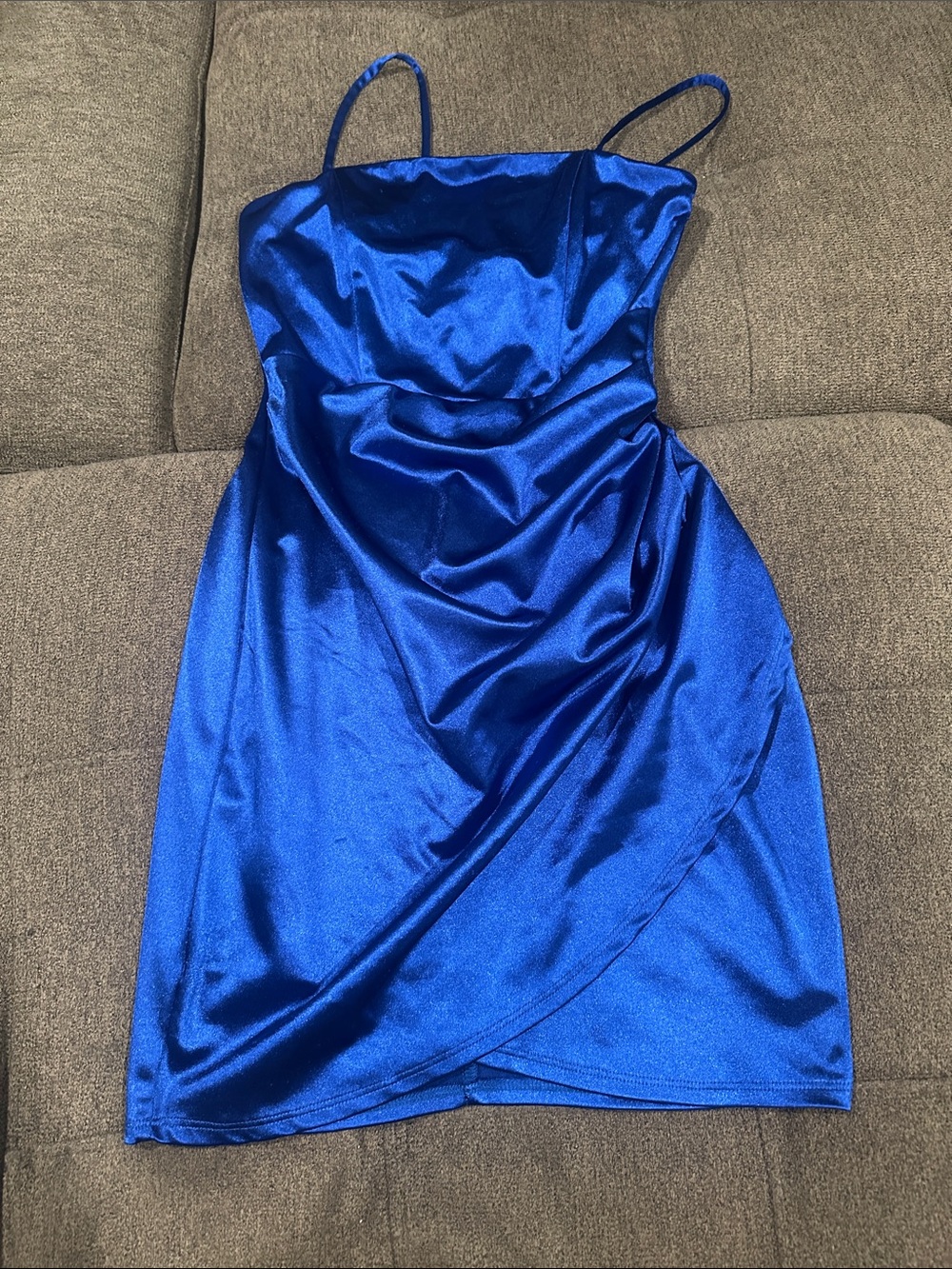 Emerald Sundae Royal Blue Satin Mini Slip Dress